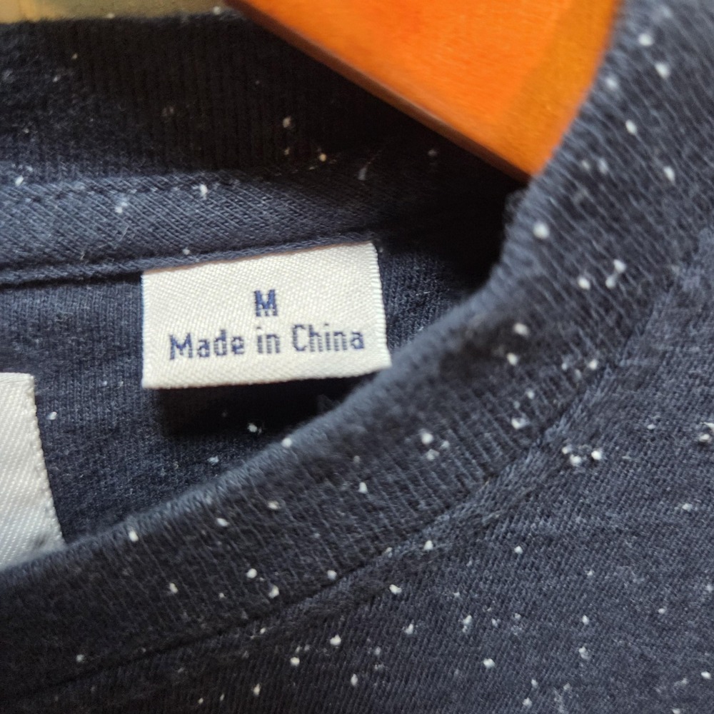 Original Penguin Shirt Mens Medium Blue Speckled Henley Long Sleeve Tee Jersey - Picture 5 of 8